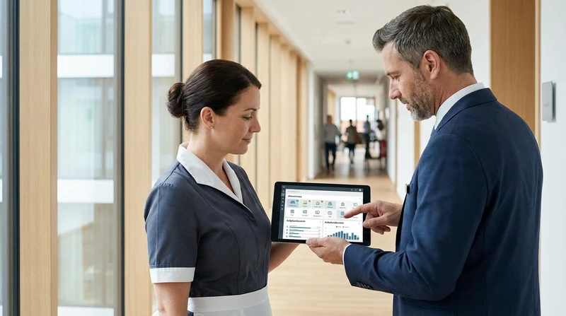 Digitale Housekeeping-Software auf einem Tablet