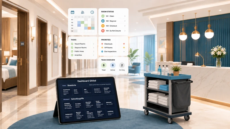 Dashboard für Reinigungsmanagement und Teamplanung im Hotel